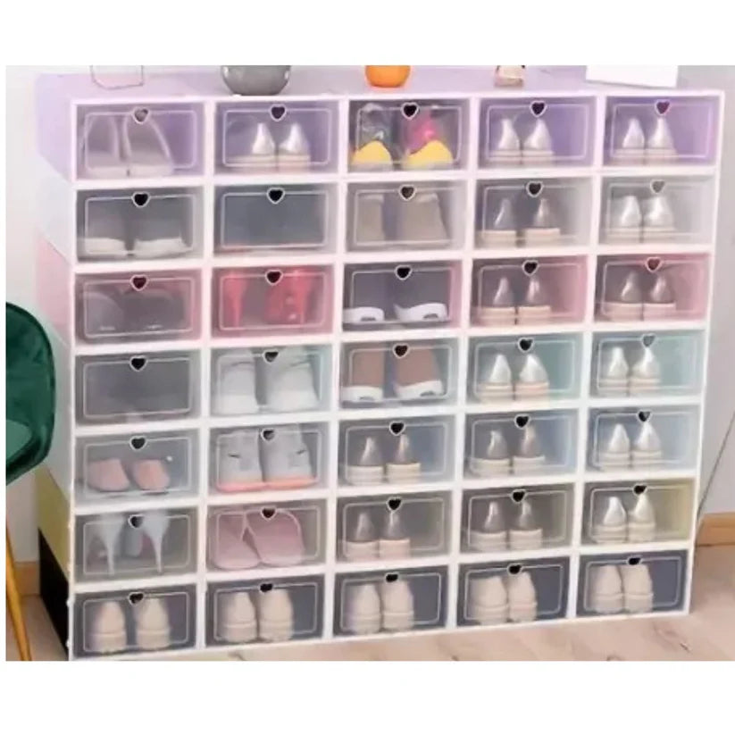 12pcs Foldable Clear Shoe Box Stackable Plastic Storage Case Organiser Rack Ausie Sales