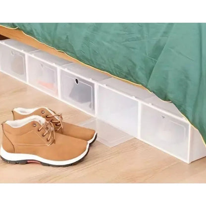 12pcs Foldable Clear Shoe Box Stackable Plastic Storage Case Organiser Rack Ausie Sales