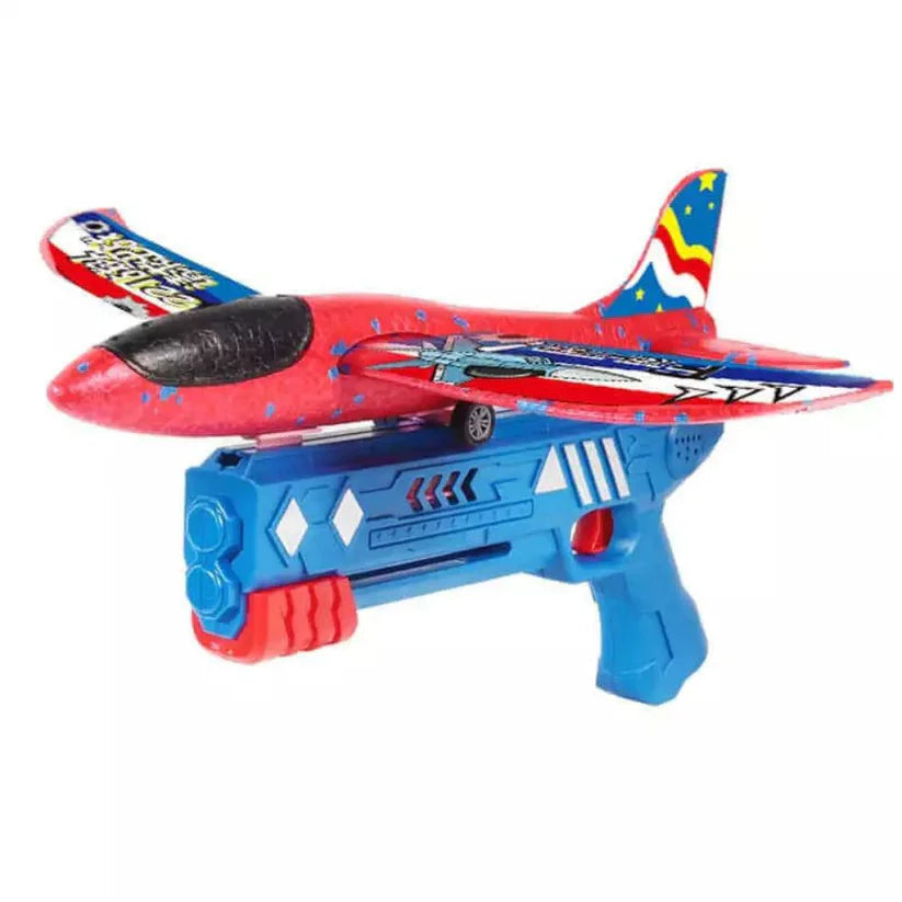 2-in-1 Foam Plane Launcher Gun Toy Catapult Airplane Outdoor Play for Kids Ausie Sales