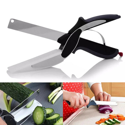 2-in-1 Knife Cutting Board Scissors Trendy Clever Crazy Tool Food Chopper Ausie Sales
