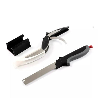2-in-1 Knife Cutting Board Scissors Trendy Clever Crazy Tool Food Chopper Ausie Sales