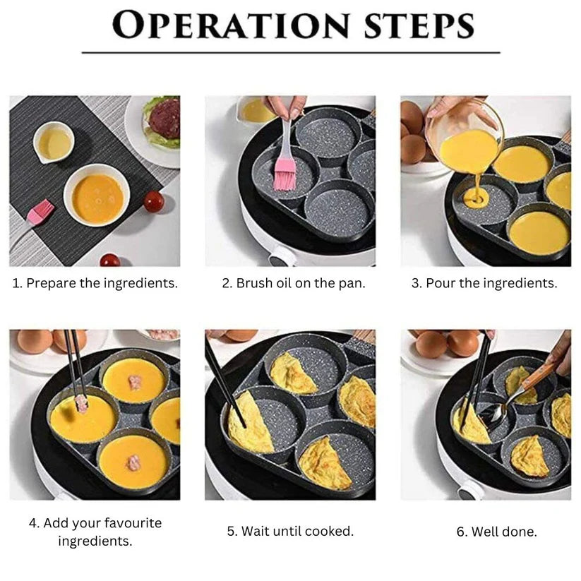 3/4-Hole Fried Egg Pancake Burger Non-Stick Frying Pan Breakfast Egg Maker Cook Ausie Sales