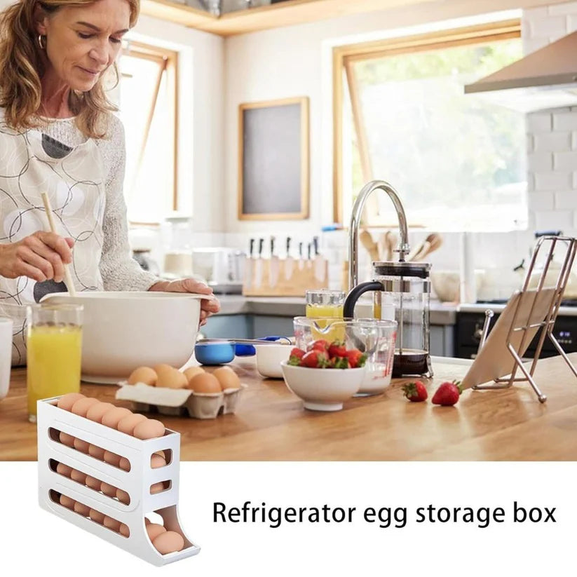 2/4-Tier Automatic Scrolling Egg Rack Holder Storage Box Refrigerator Container - Ausie Sales