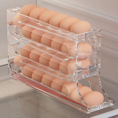 2/4-Tier Automatic Scrolling Egg Rack Holder Storage Box Refrigerator Container - Ausie Sales