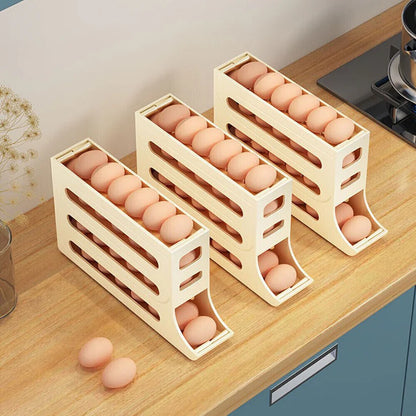 2/4-Tier Automatic Scrolling Egg Rack Holder Storage Box Refrigerator Container - Ausie Sales