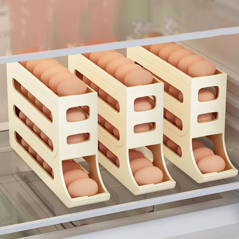 2/4-Tier Automatic Scrolling Egg Rack Holder Storage Box Refrigerator Container - Ausie Sales