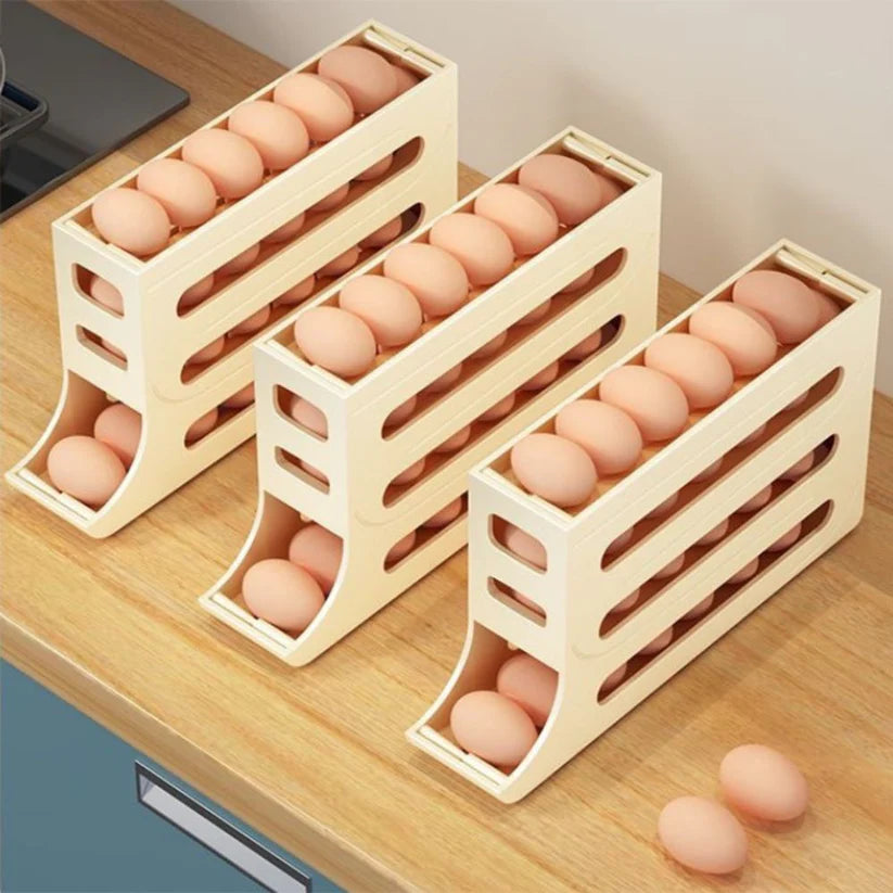 2/4-Tier Automatic Scrolling Egg Rack Holder Storage Box Refrigerator Container - Ausie Sales