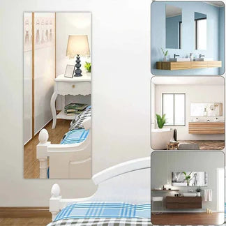 2M Adhesive Large Mirror Wall Sticker Roll Self Bathroom Room DIY Decor Stick On Ausie Sales