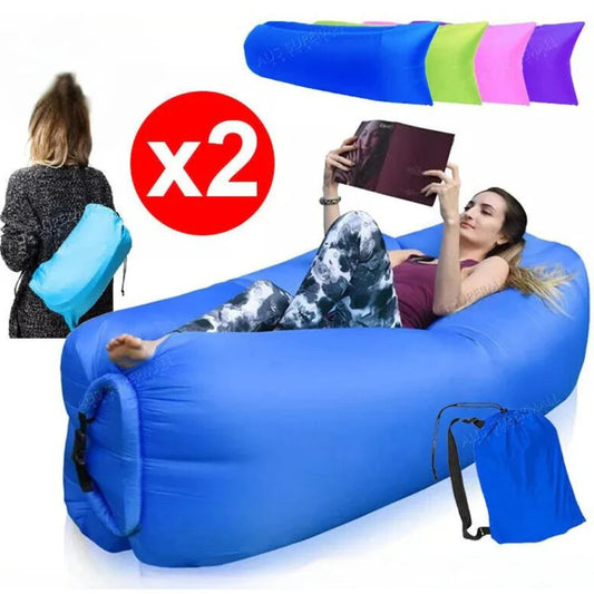 2X Fast Inflatable Lazy Lounge Camping Air Bag Beach Sleeping Sofa Bed hangout Ausie Sales