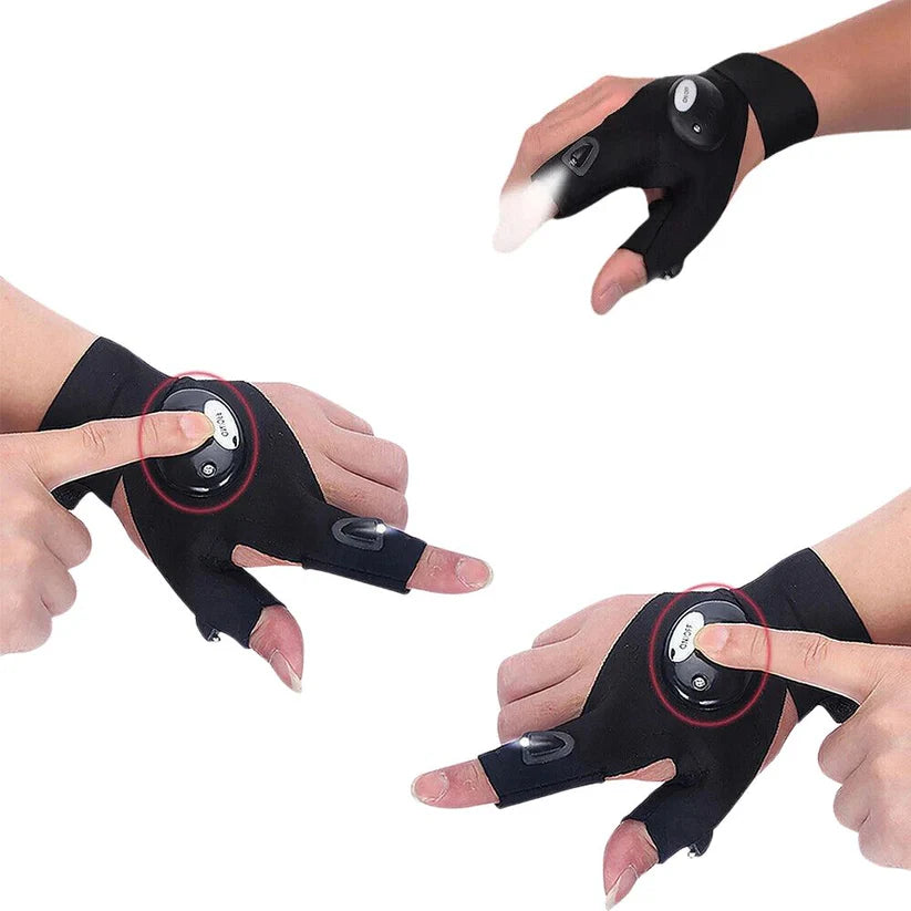 2X Outdoor Finger Glove w/ LED Light Flashlight Gloves Gear Rescue Night Fishing Ausie Sales