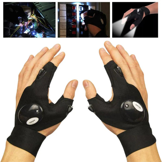 2X Outdoor Finger Glove w/ LED Light Flashlight Gloves Gear Rescue Night Fishing Ausie Sales