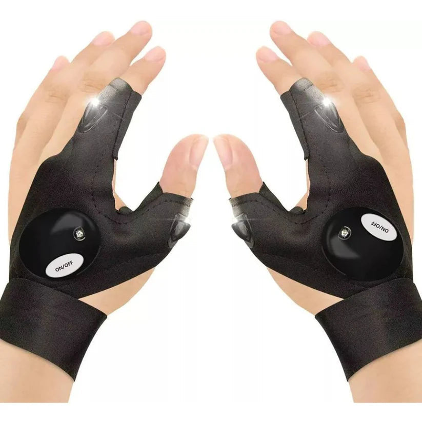 2X Outdoor Finger Glove w/ LED Light Flashlight Gloves Gear Rescue Night Fishing Ausie Sales