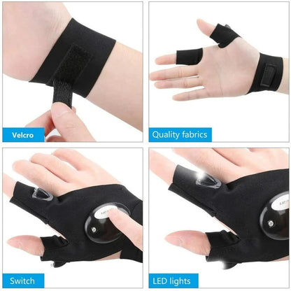 2X Outdoor Finger Glove w/ LED Light Flashlight Gloves Gear Rescue Night Fishing Ausie Sales