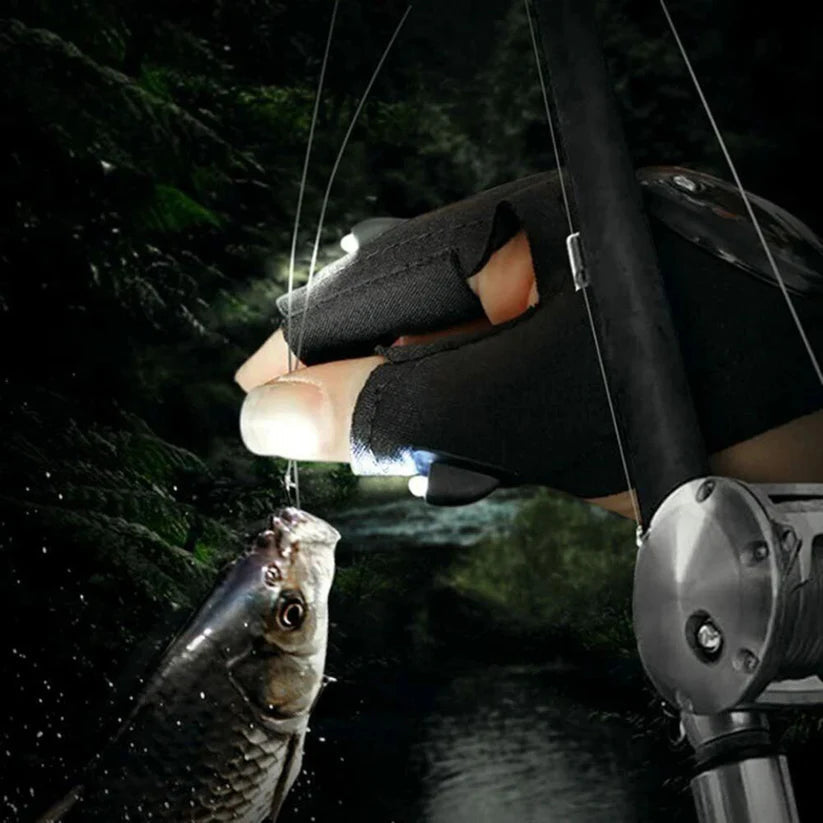 2X Outdoor Finger Glove w/ LED Light Flashlight Gloves Gear Rescue Night Fishing Ausie Sales