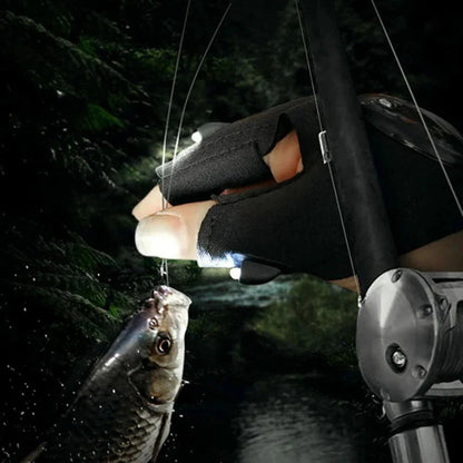 2X Outdoor Finger Glove w/ LED Light Flashlight Gloves Gear Rescue Night Fishing Ausie Sales