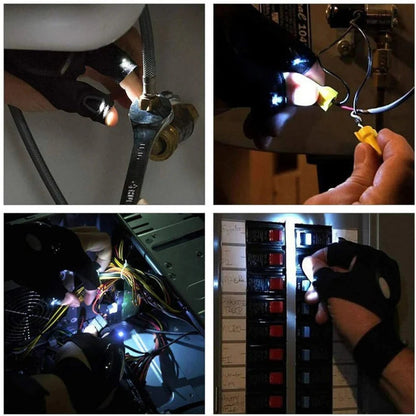 2X Outdoor Finger Glove w/ LED Light Flashlight Gloves Gear Rescue Night Fishing Ausie Sales