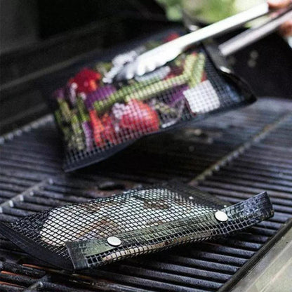 Reusable Barbecue BBQ Grill Outdoor Picnic Baking Net Bag Non-Stick Mesh Ausie Sales