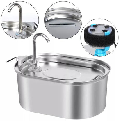 304 Stainless Steel Pet Water Fountain Dog Cat Drinking Dispenser Filter Feeder Ausie Sales