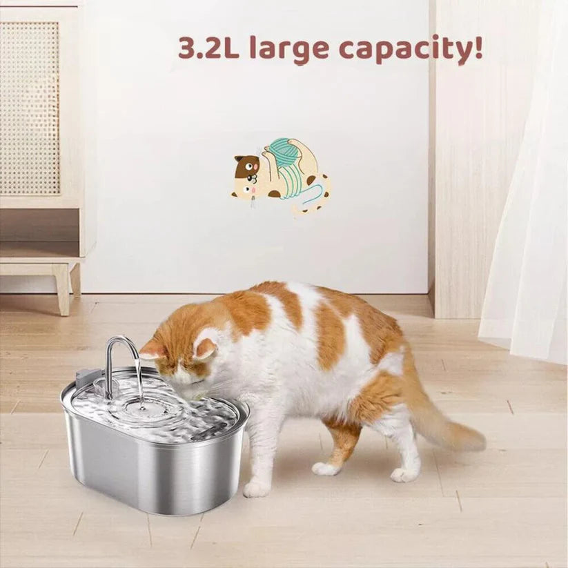 304 Stainless Steel Pet Water Fountain Dog Cat Drinking Dispenser Filter Feeder Ausie Sales