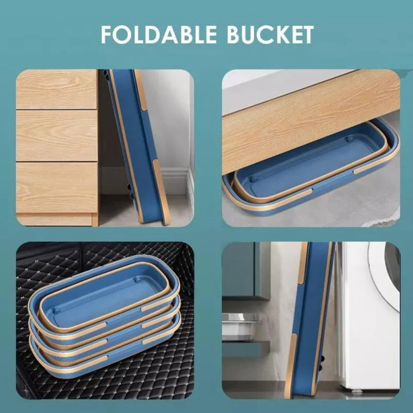 360° Rotating 42CM Mop Wet Cleaning Magic Self Wringing Mop + Foldable Bucket Ausie Sales