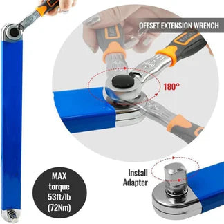 39cm Spanner Extension Wrench Set Offset Ratchet Extender with Adapters Ausie Sales