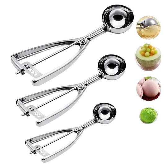 3PCS Stainless Steel Ice Cream Scoop Spoon Melon Baller Cookie Mash Muffin Ausie Sales