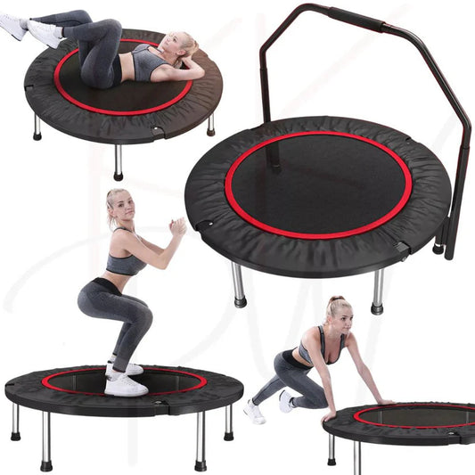 40” Fitness Trampoline Gym Rebounder Exercise Arch Handrail Jogger Home Cardio Ausie Sales