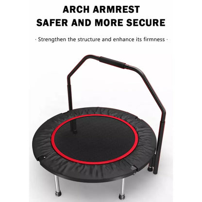 40” Fitness Trampoline Gym Rebounder Exercise Arch Handrail Jogger Home Cardio Ausie Sales