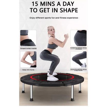 40” Fitness Trampoline Gym Rebounder Exercise Arch Handrail Jogger Home Cardio Ausie Sales