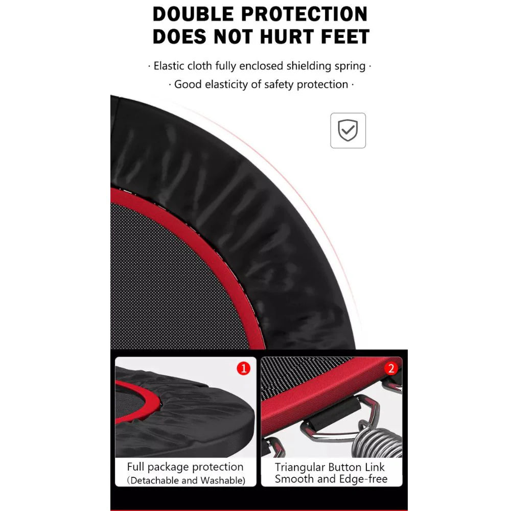 40” Fitness Trampoline Gym Rebounder Exercise Arch Handrail Jogger Home Cardio Ausie Sales