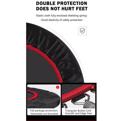 40” Fitness Trampoline Gym Rebounder Exercise Arch Handrail Jogger Home Cardio Ausie Sales