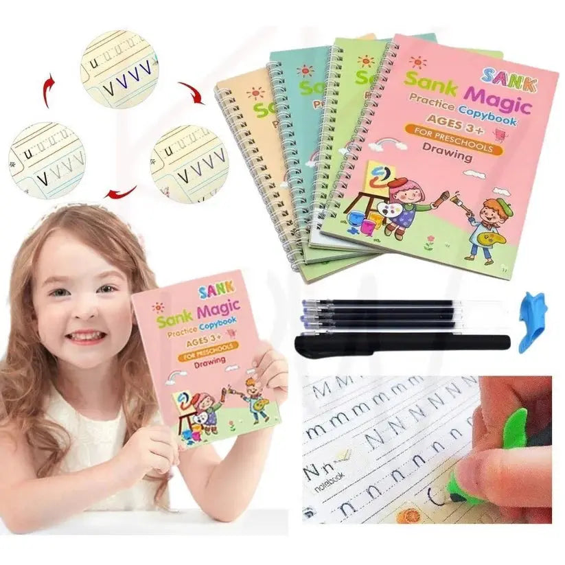 4 PACK - Kids Magic Handwriting Reusable Calligraphy Practice Copy Book My Store