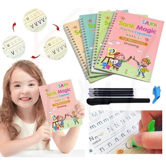 4 PACK - Kids Magic Handwriting Reusable Calligraphy Practice Copy Book My Store