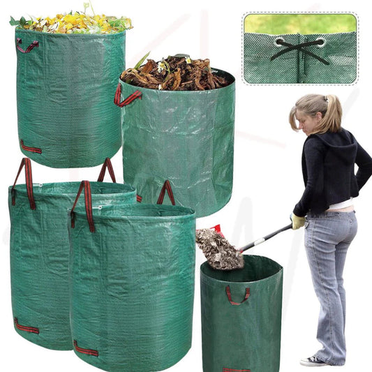 4x 270L Large Garden Waste Bag Reusable Leaf Rubbish Plant Grass Sack Carry Pack Ausie Sales
