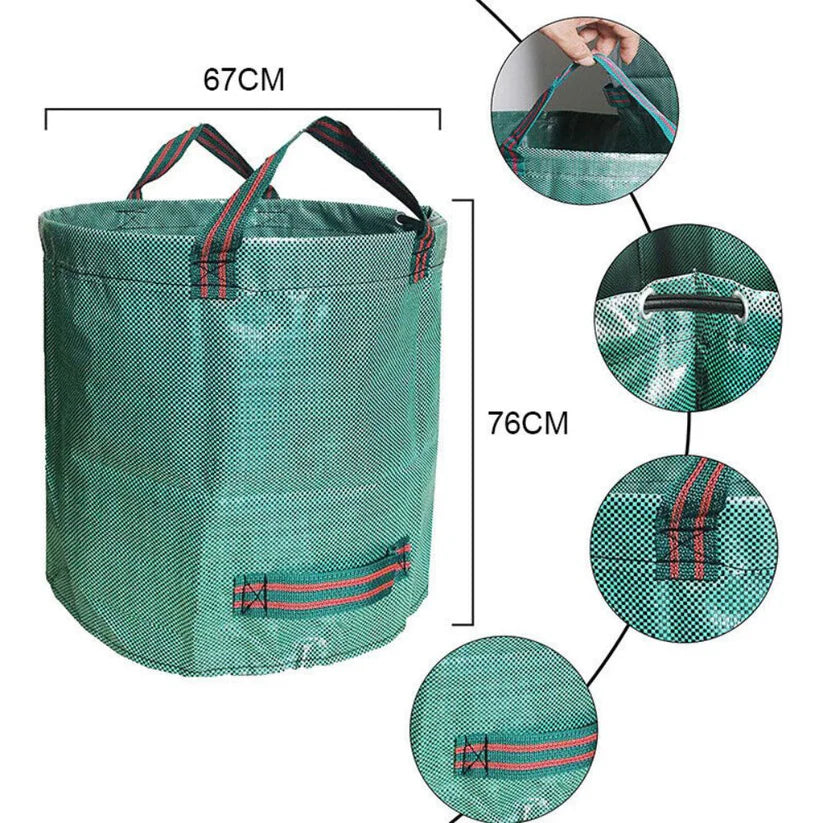 4x 270L Large Garden Waste Bag Reusable Leaf Rubbish Plant Grass Sack Carry Pack Ausie Sales