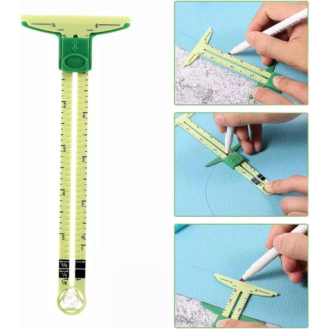 5-in-1 Sliding Gauge with No-Hassle Triangles Gauge Measuring for Sewing Ausie Sales