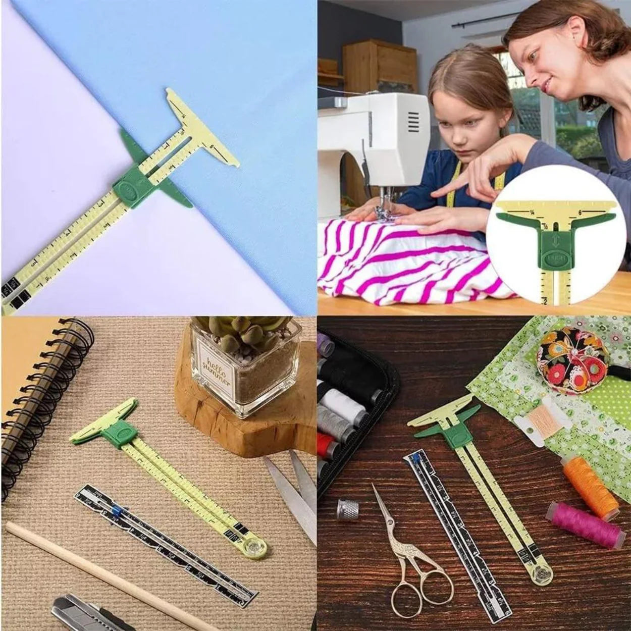 5-in-1 Sliding Gauge with No-Hassle Triangles Gauge Measuring for Sewing Ausie Sales
