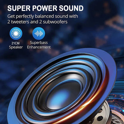 5000W 8.5'' Bluetooth Speaker Heavy Bass Sub Woofer Sound System Party With Mic Ausie Sales