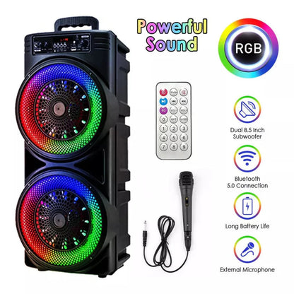 5000W 8.5'' Bluetooth Speaker Heavy Bass Sub Woofer Sound System Party With Mic Ausie Sales