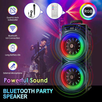 5000W 8.5'' Bluetooth Speaker Heavy Bass Sub Woofer Sound System Party With Mic Ausie Sales