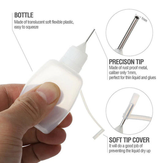 5 x Needle Tip Squeeze Bottles Glue Applicator Nozzle 5/10/20ml Ausie Sales