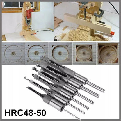 6Pcs Square Hole Saw Drill Bit Auger Mortising Chisel Woodworking 6.35-16mm Ausie Sales