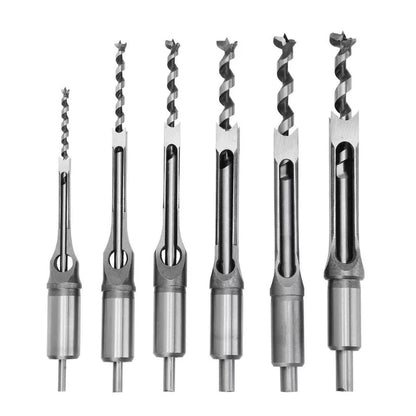 6Pcs Square Hole Saw Drill Bit Auger Mortising Chisel Woodworking 6.35-16mm Ausie Sales
