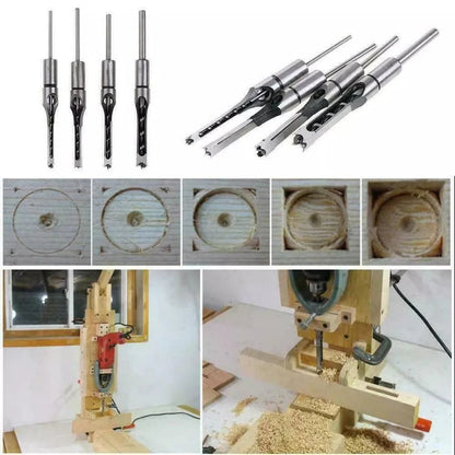 6Pcs Square Hole Saw Drill Bit Auger Mortising Chisel Woodworking 6.35-16mm Ausie Sales