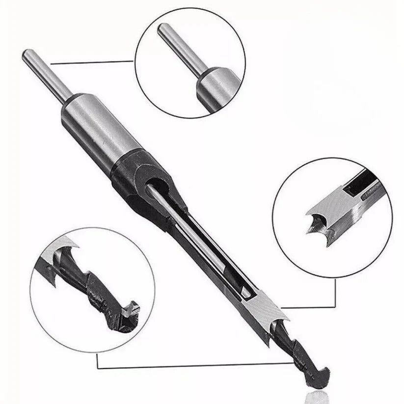 6Pcs Square Hole Saw Drill Bit Auger Mortising Chisel Woodworking 6.35-16mm Ausie Sales