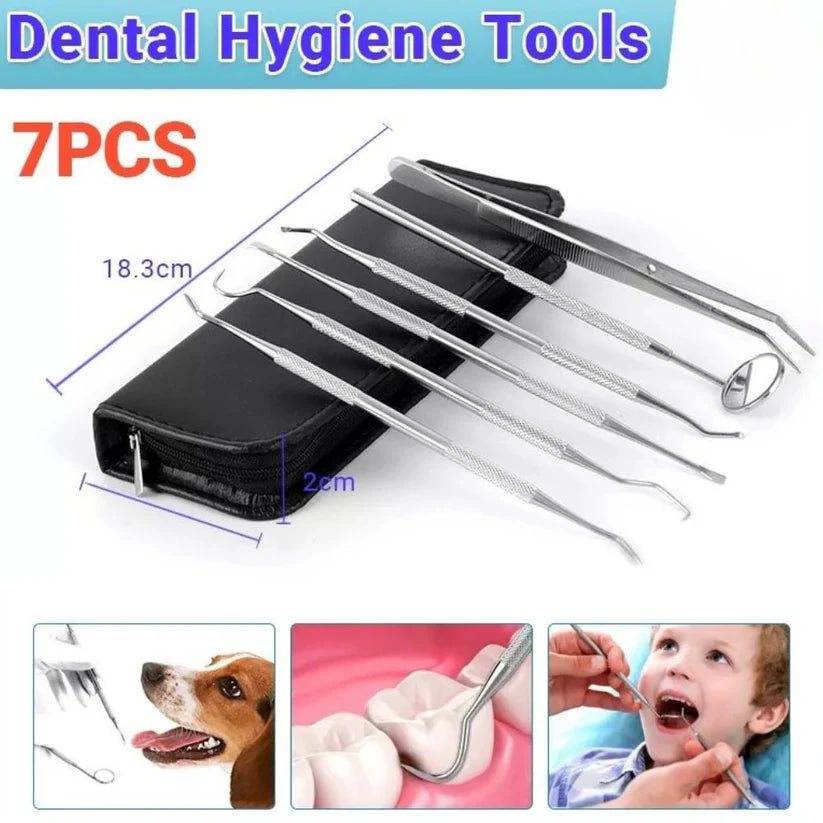 7PCS Dental Hygiene Cleaning Kits Tools Teeth Mirror Scraper Pick Scaler Tweezer Ausie Sales