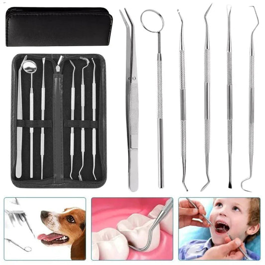 7PCS Dental Hygiene Cleaning Kits Tools Teeth Mirror Scraper Pick Scaler Tweezer Ausie Sales