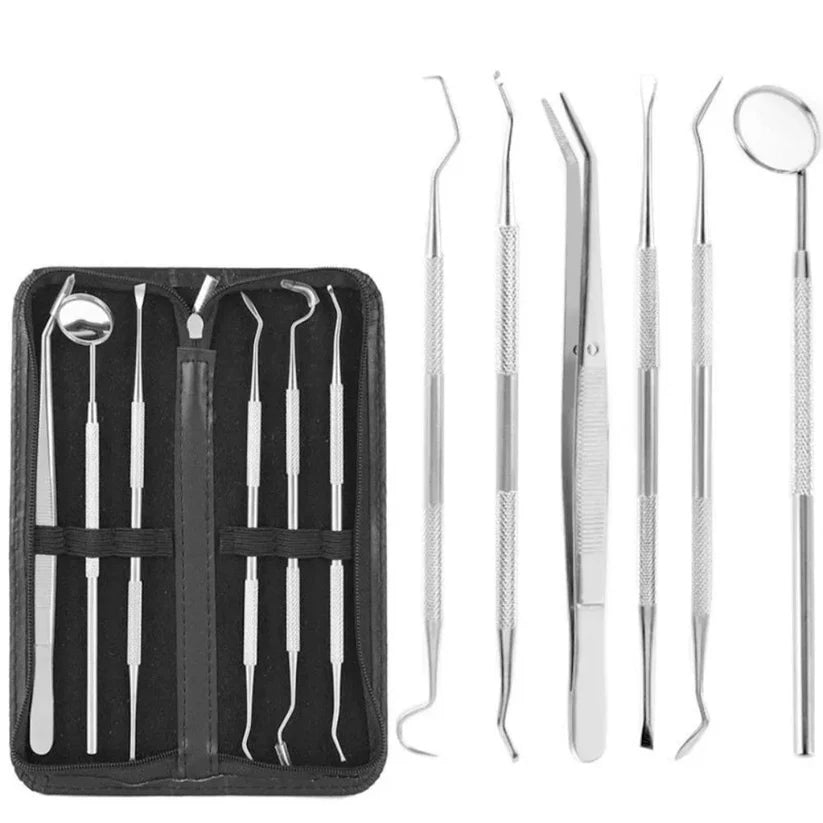 7PCS Dental Hygiene Cleaning Kits Tools Teeth Mirror Scraper Pick Scaler Tweezer Ausie Sales