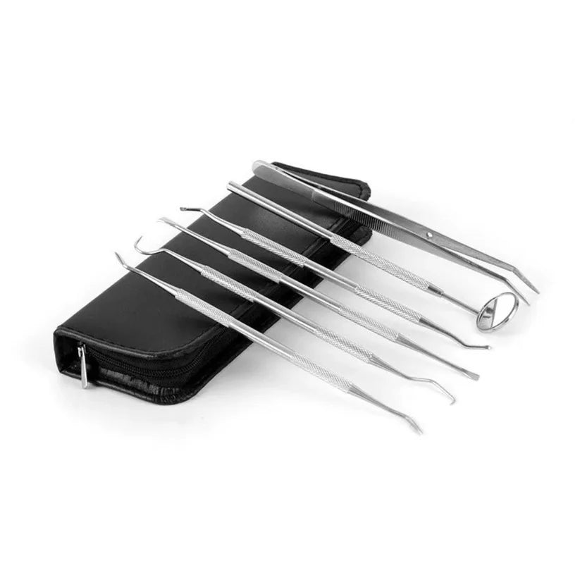 7PCS Dental Hygiene Cleaning Kits Tools Teeth Mirror Scraper Pick Scaler Tweezer Ausie Sales