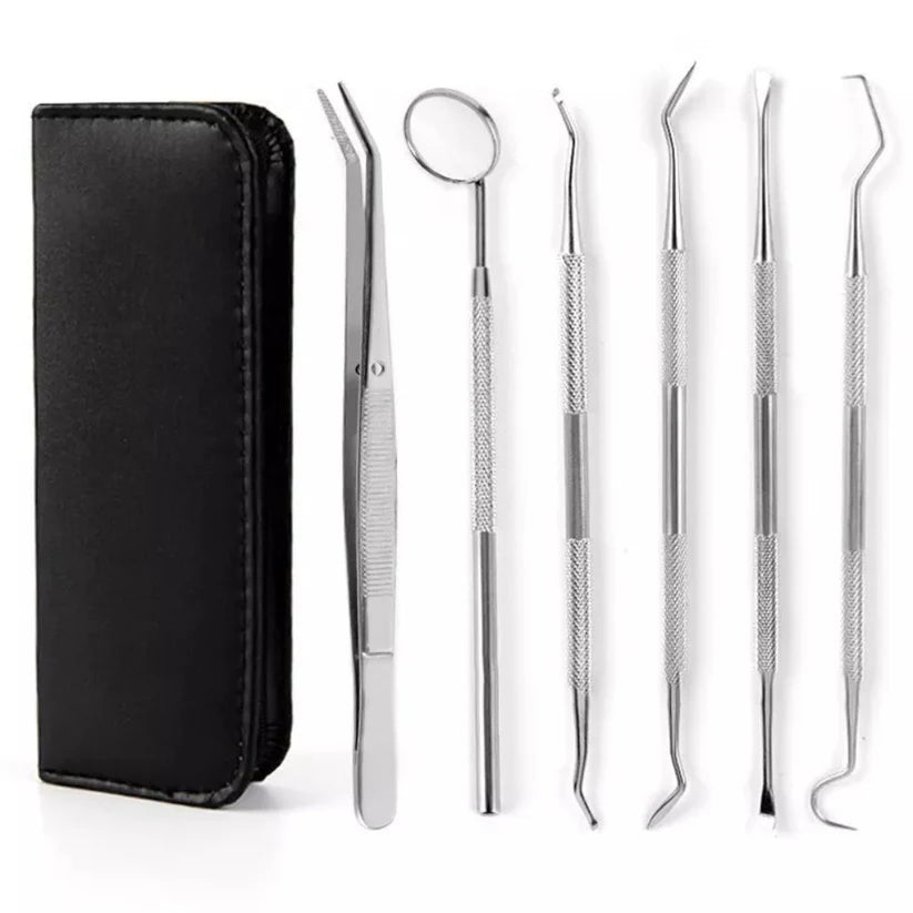 7PCS Dental Hygiene Cleaning Kits Tools Teeth Mirror Scraper Pick Scaler Tweezer Ausie Sales